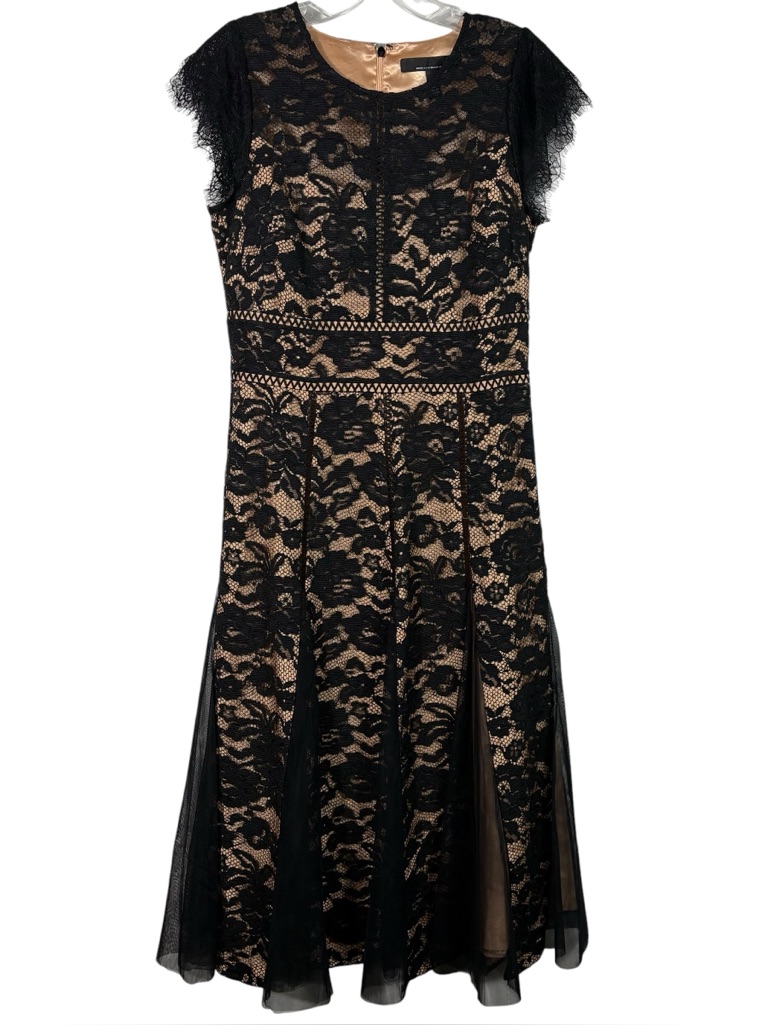 White House Black Market Whbm Cap Sleeve All Over Lace Godet Fit N Flare Dress 4